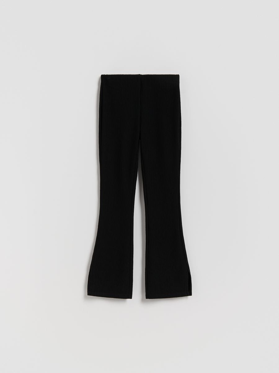 Ribbed flare trousers - black - RESERVED