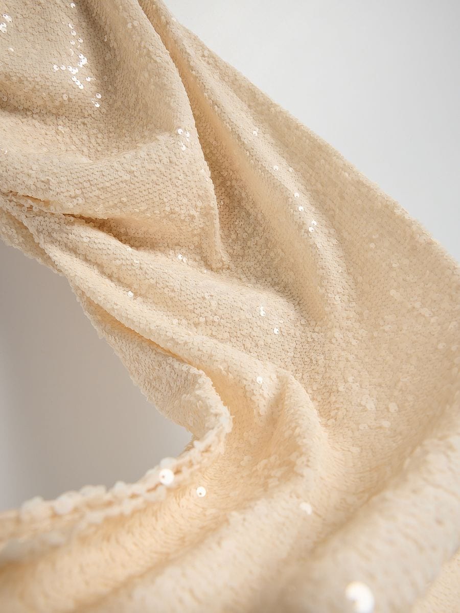 Asymmetric dress with sequins - cream - RESERVED - 5