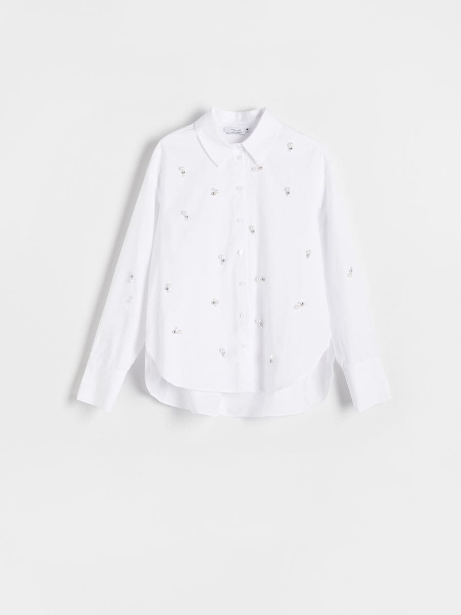 Camicia con strass perlati - panna - RESERVED - 5