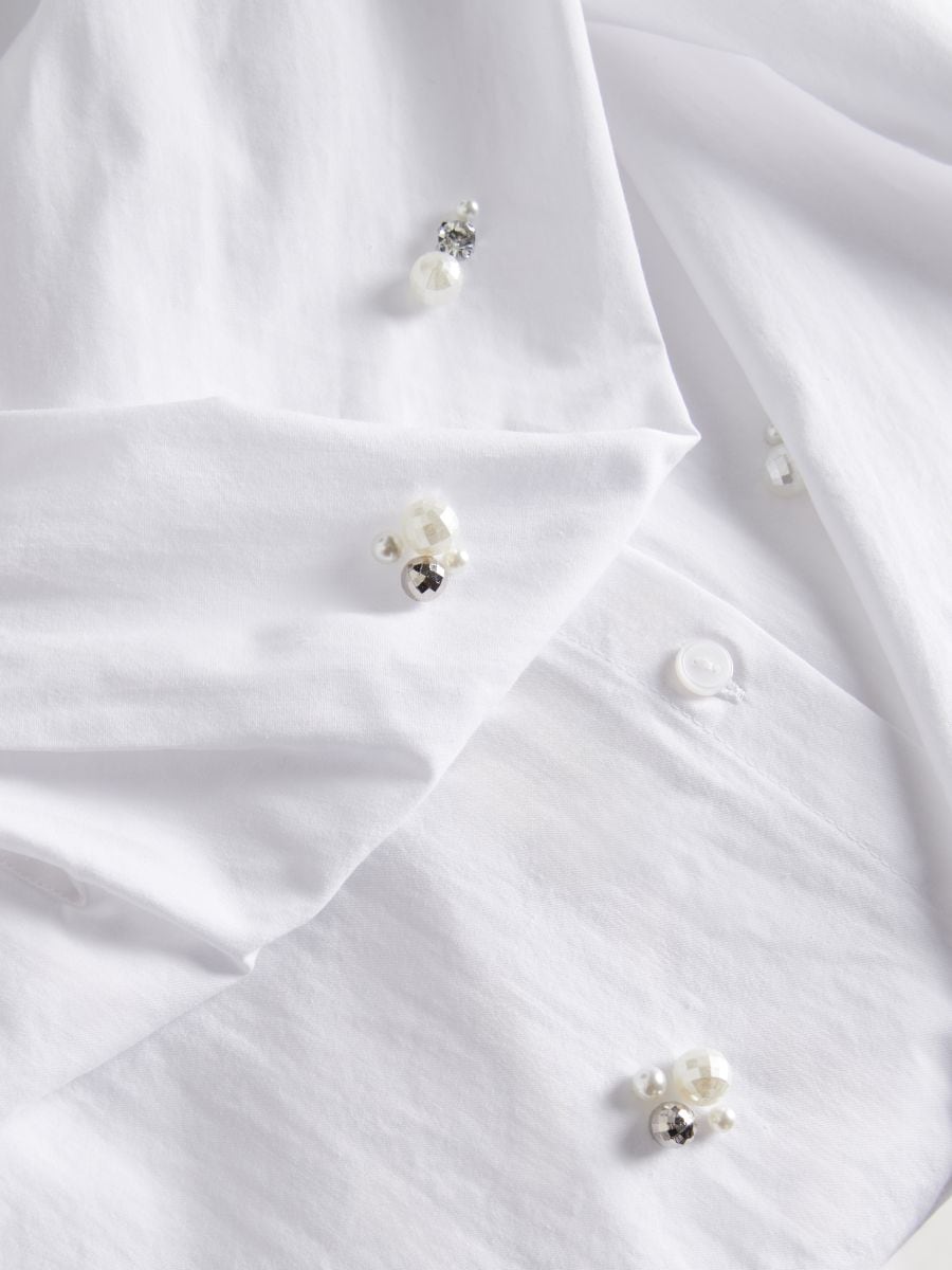 Camicia con strass perlati - panna - RESERVED - 6