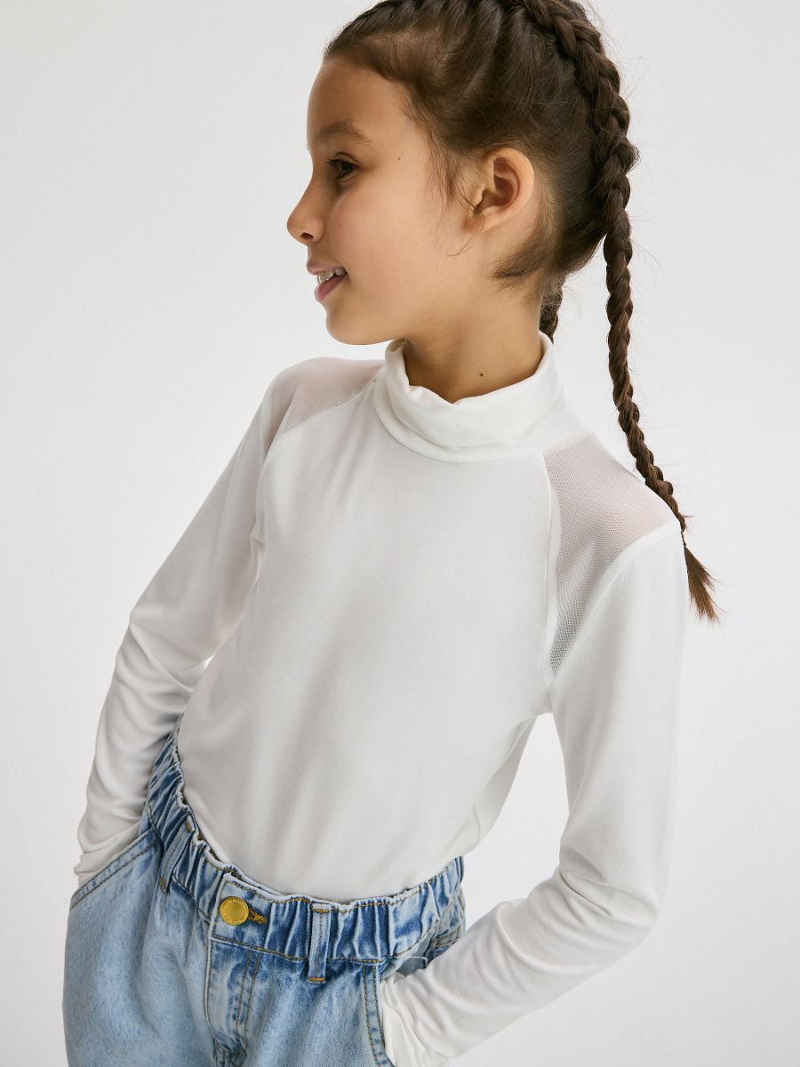 Blouse with transparent inserts - cream - RESERVED - 3