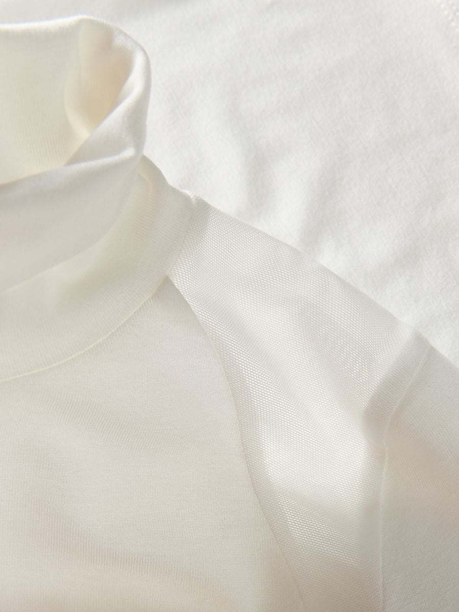 Blouse with transparent inserts - cream - RESERVED - 4