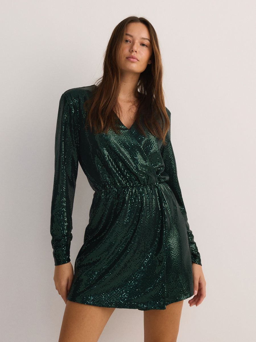 Sequin playsuit - dark green - RESERVED - 6