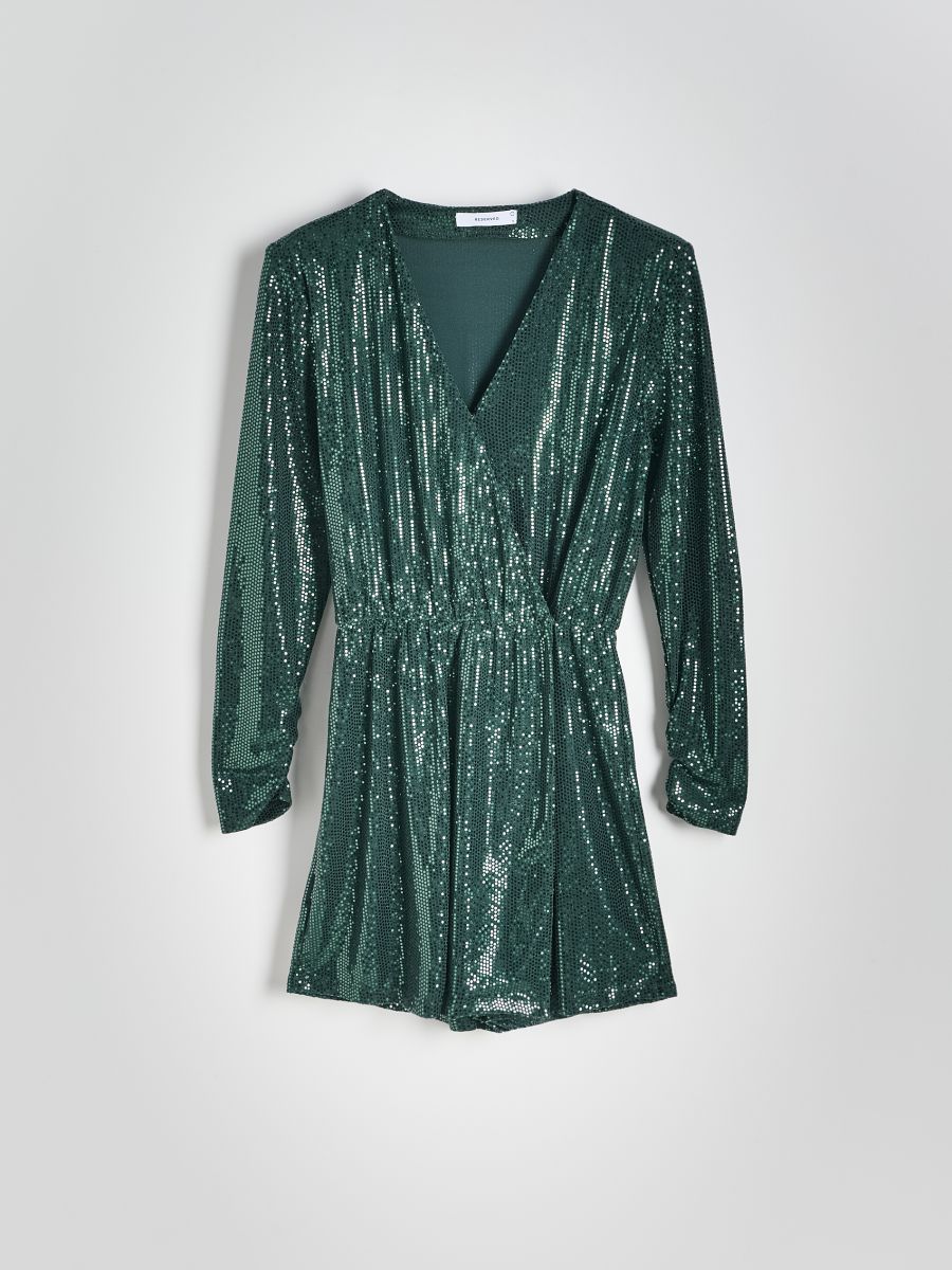 Sequin playsuit - dark green - RESERVED - 3