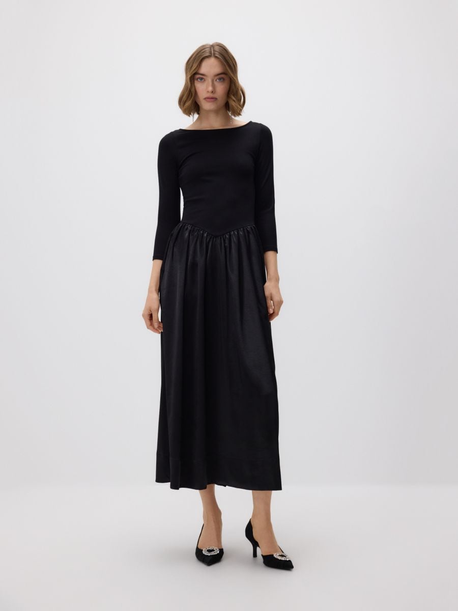 Dress with decorative hem - black - RESERVED
