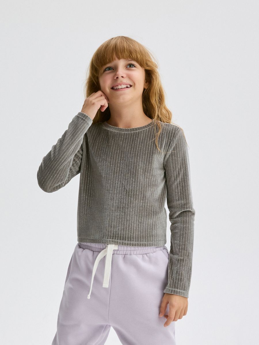 Blouse with metallic thread - dark grey - RESERVED - 3