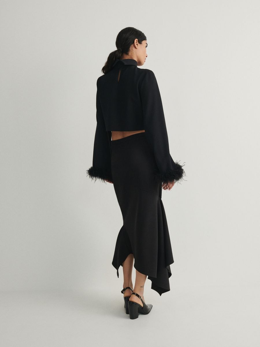 Blouse with decorative faux feathers - black - RESERVED - 3