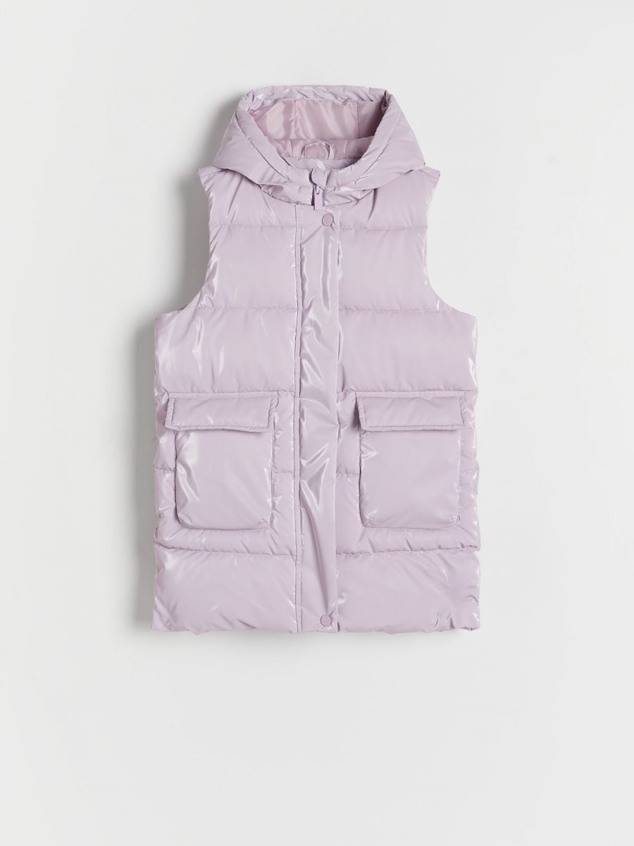 Quilted vest with hood - lavender - RESERVED