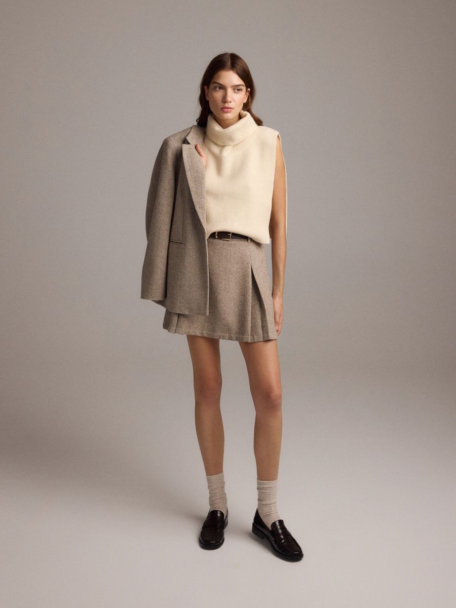 Wool blend mini skirt - multicolor - RESERVED - 2