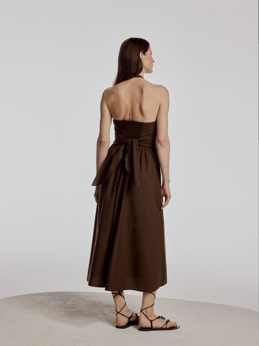 Midi dress with wrap neckline - dark green - RESERVED - 6