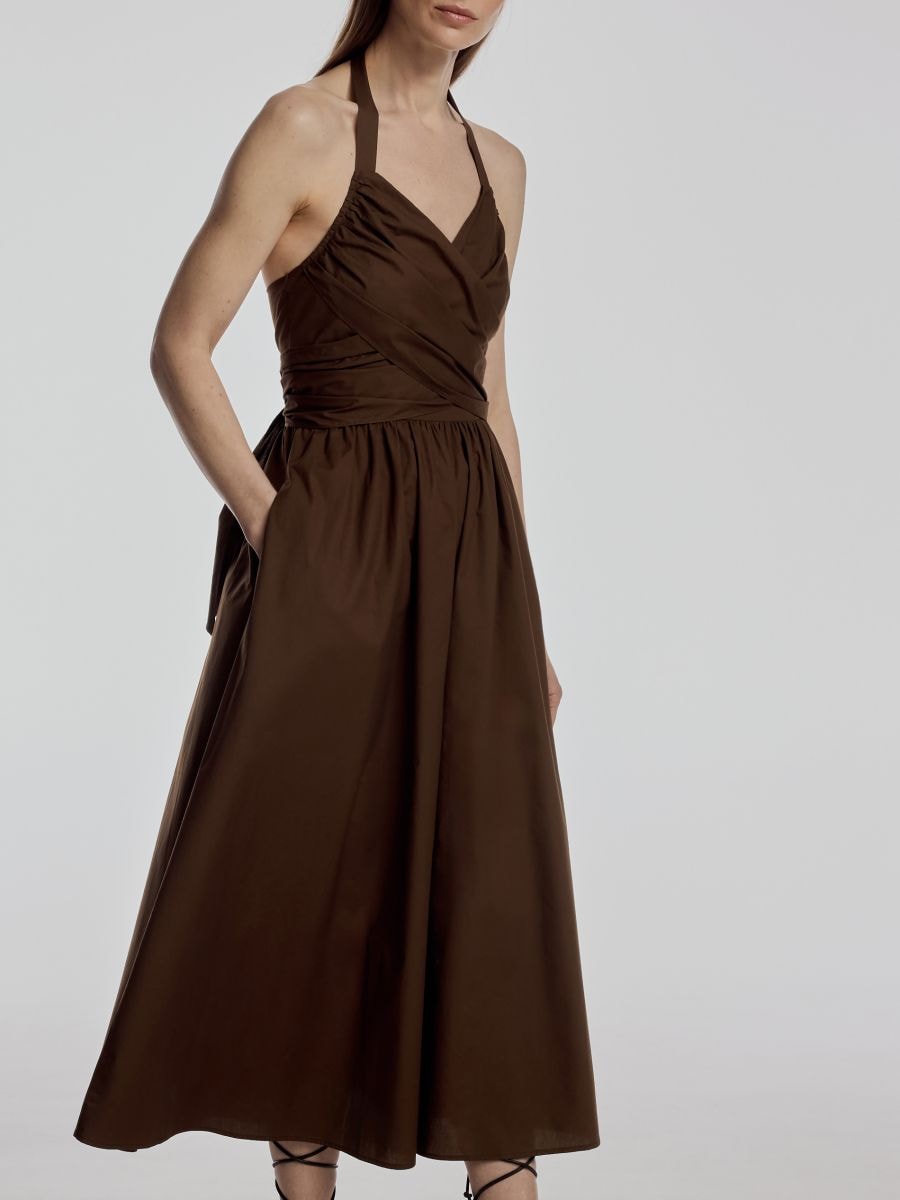 Midi dress with wrap neckline - dark green - RESERVED - 2