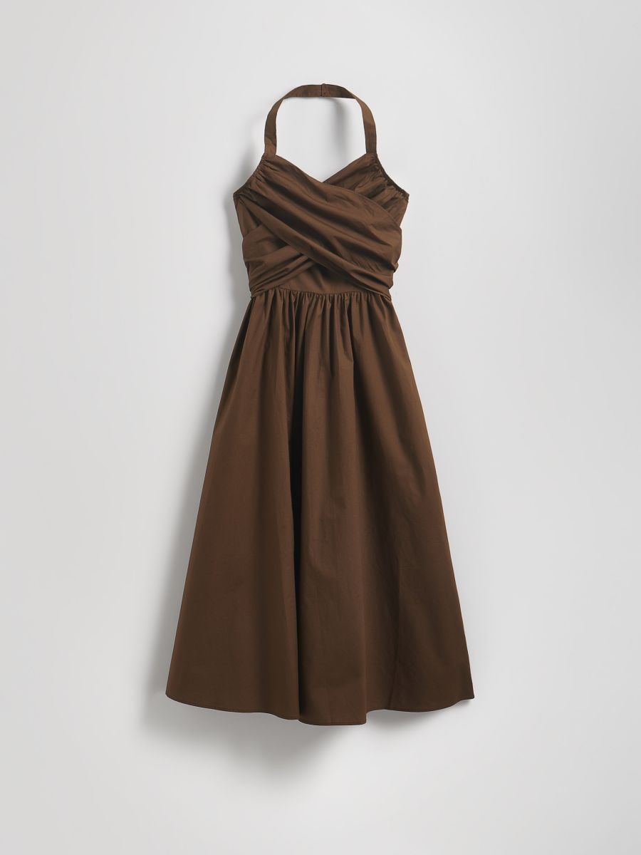 Midi dress with wrap neckline - dark green - RESERVED - 7