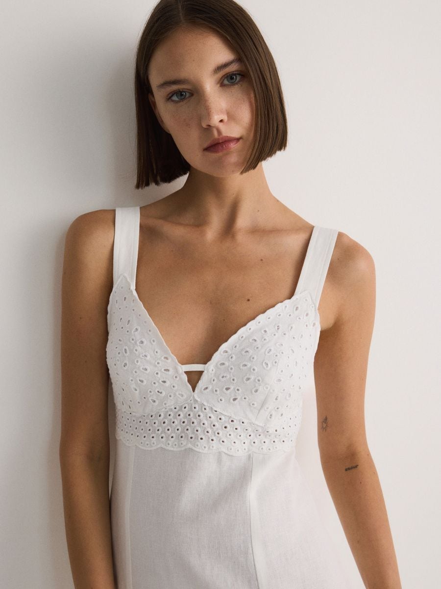 Kleid aus Leinenmischung - weiß - RESERVED - 2