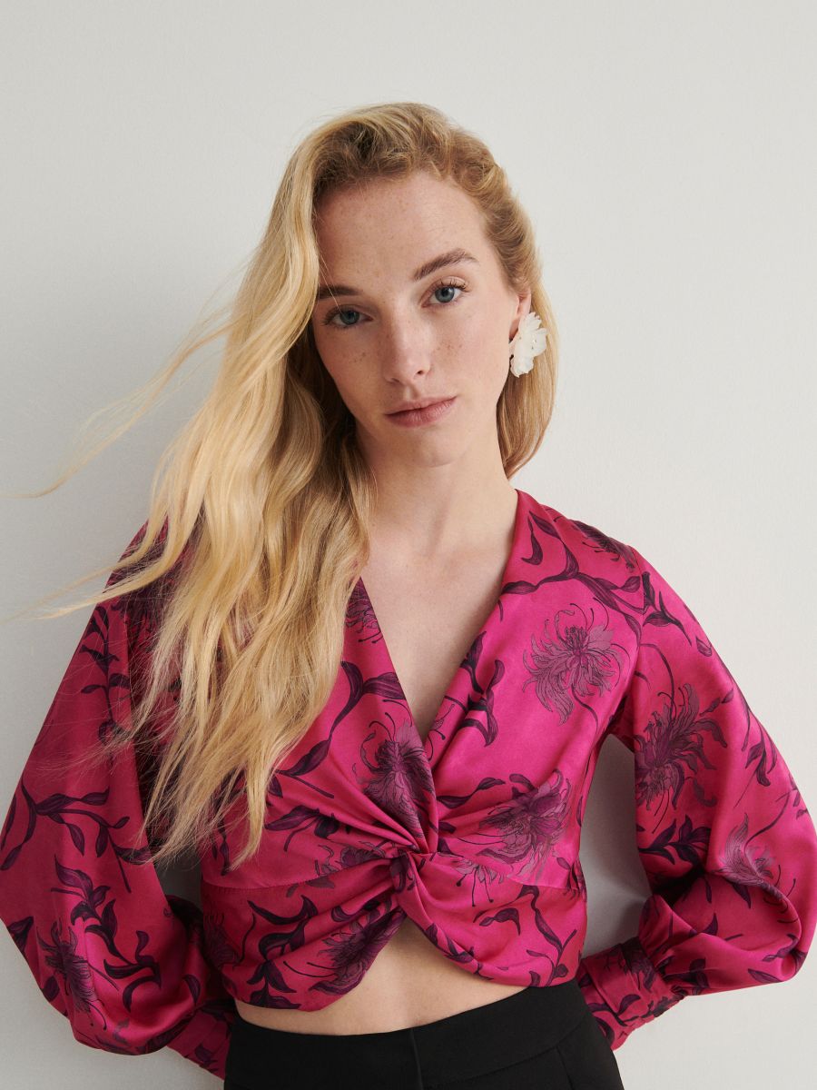 Camicia a quadri con nodo - fucsia - RESERVED - 2