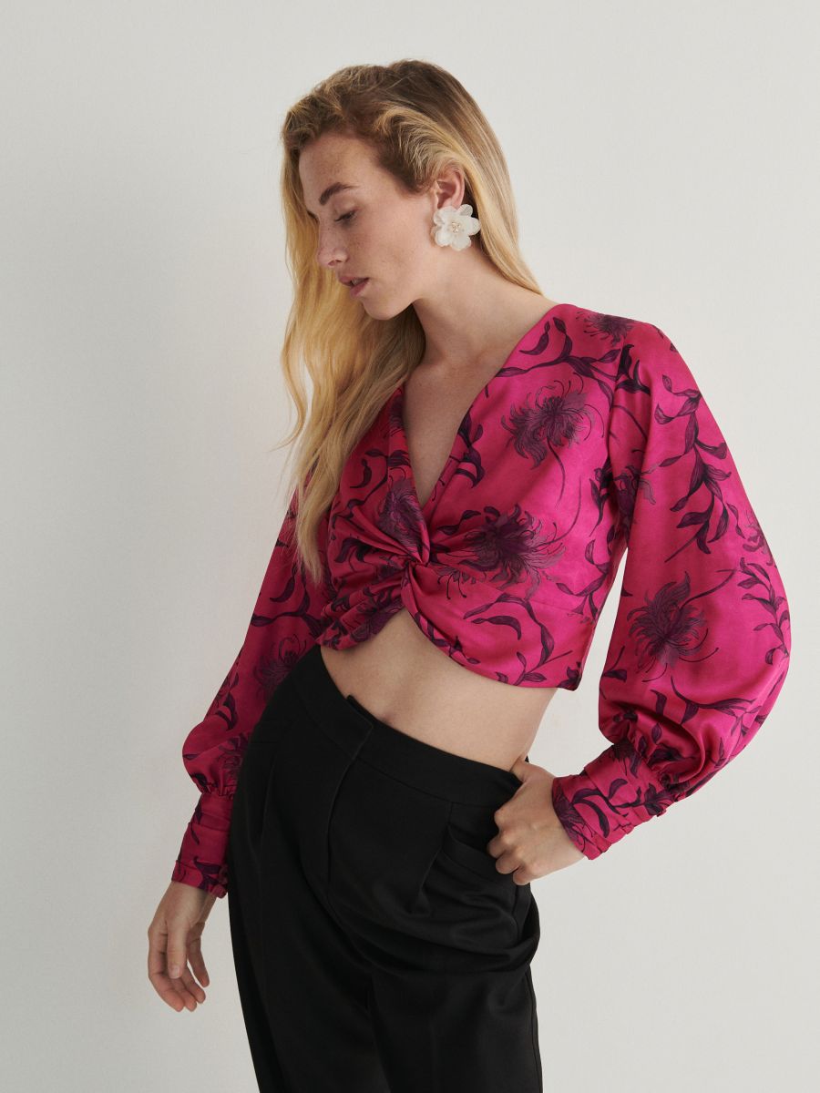 Camicia a quadri con nodo - fucsia - RESERVED - 3