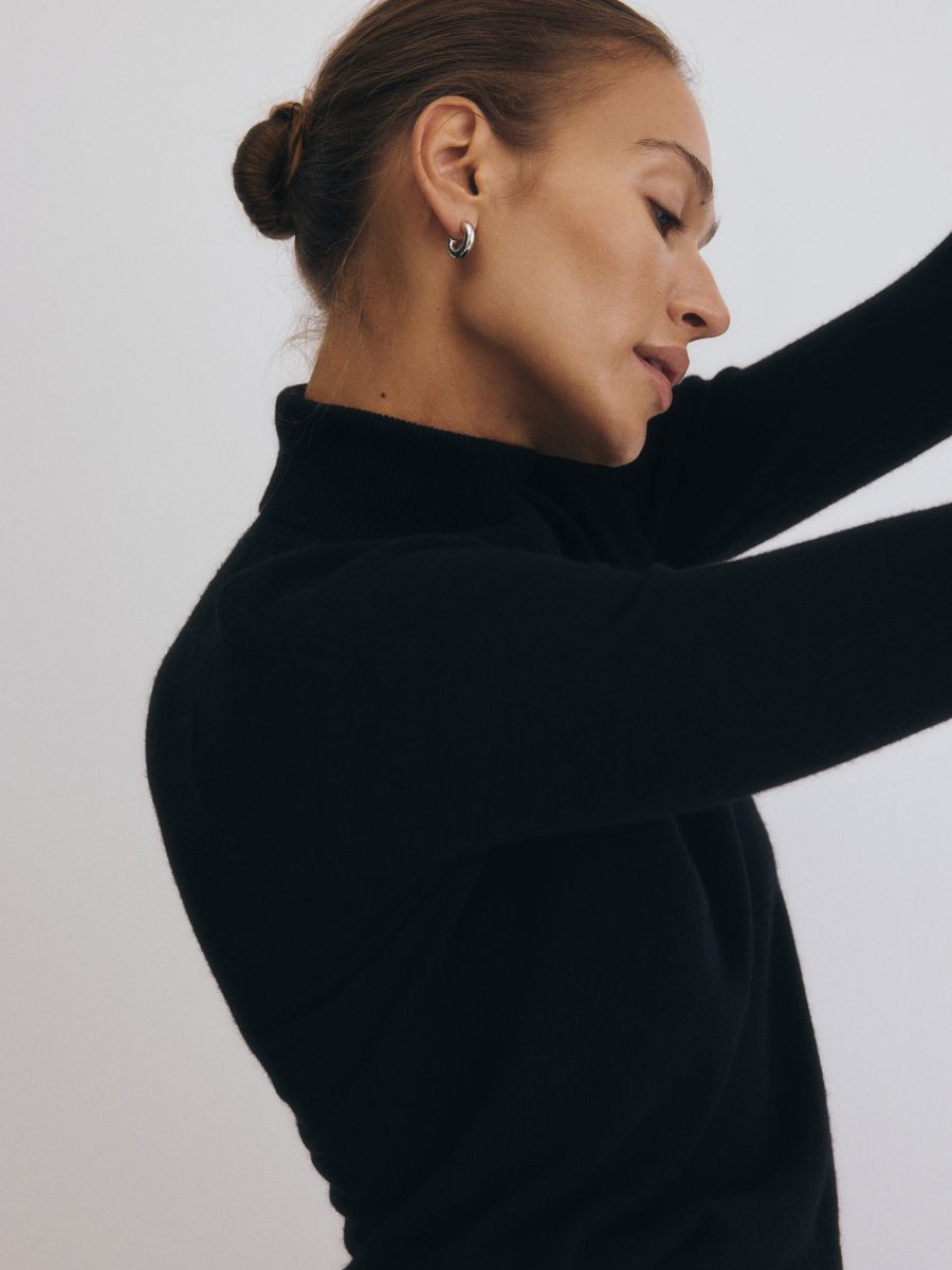Wool rich turtleneck with cashmere blend - black - RESERVED - 3