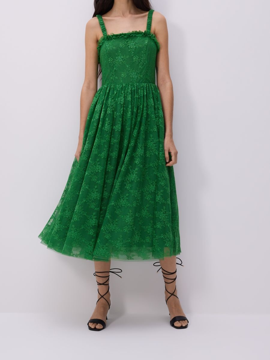 Spitzenkleid Midi - grün - RESERVED - 4