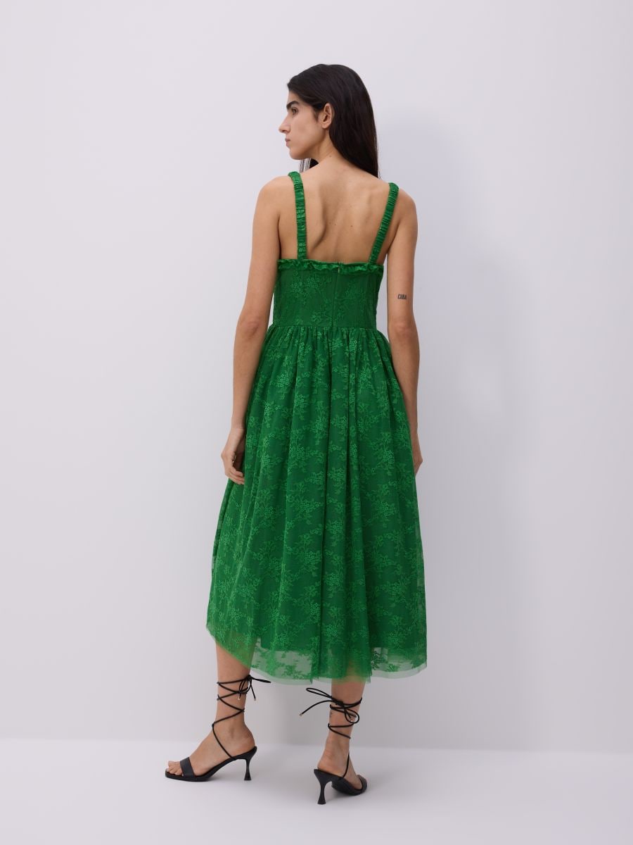 Spitzenkleid Midi - grün - RESERVED - 6