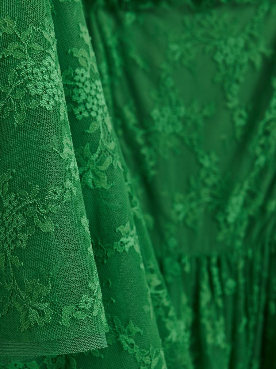 Spitzenkleid Midi - grün - RESERVED - 8