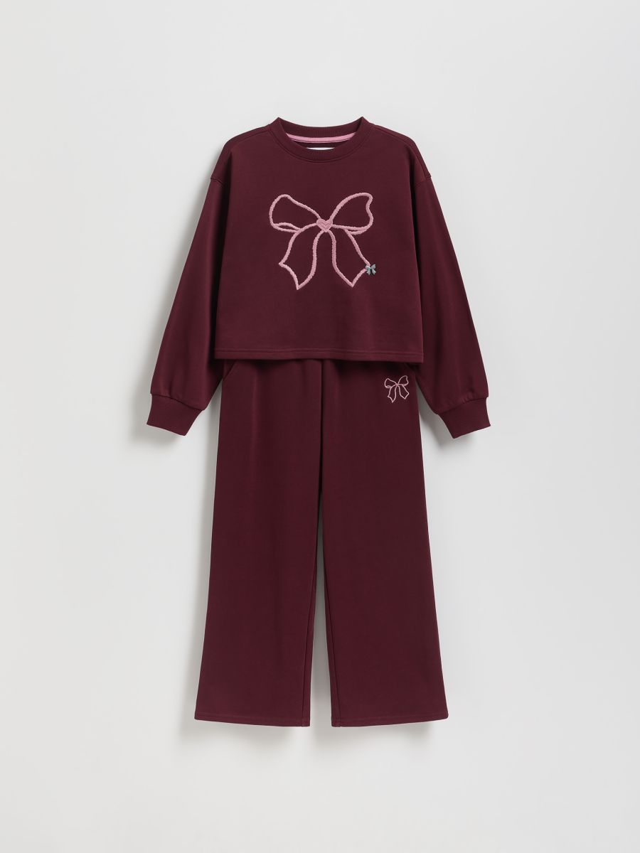 Tracksuit set with embroidery - maroon - RESERVED