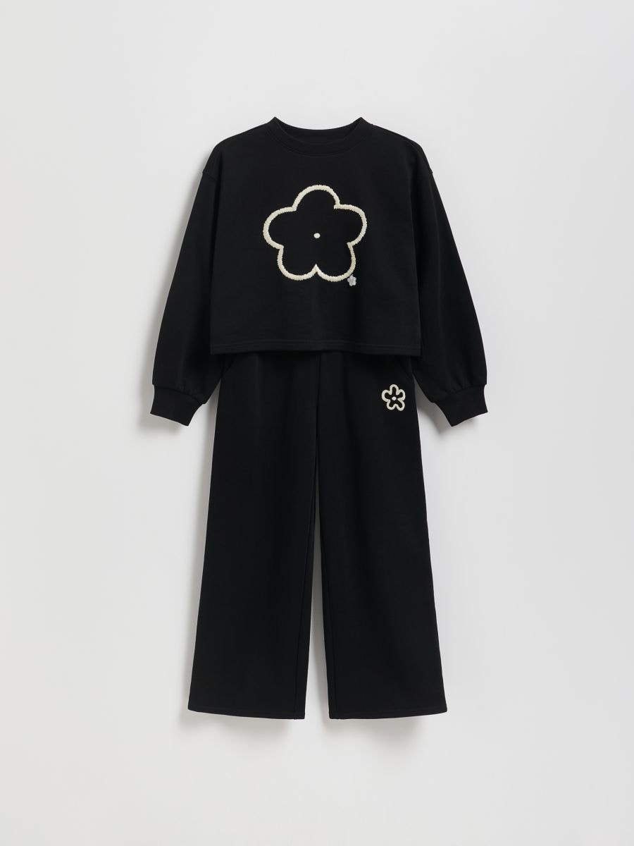 Tracksuit set with embroidery - black - RESERVED