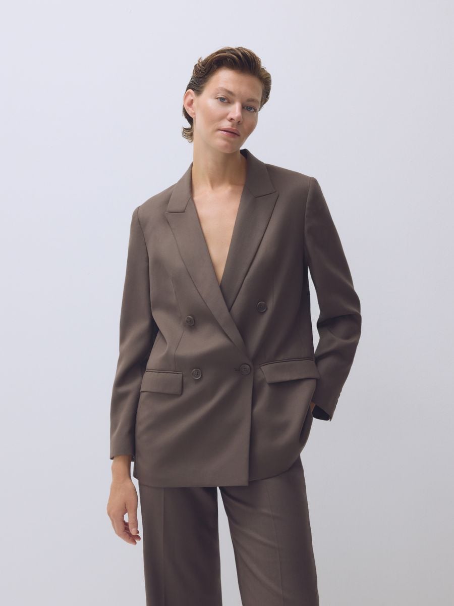 Wool blend blazer - dusty brown - RESERVED