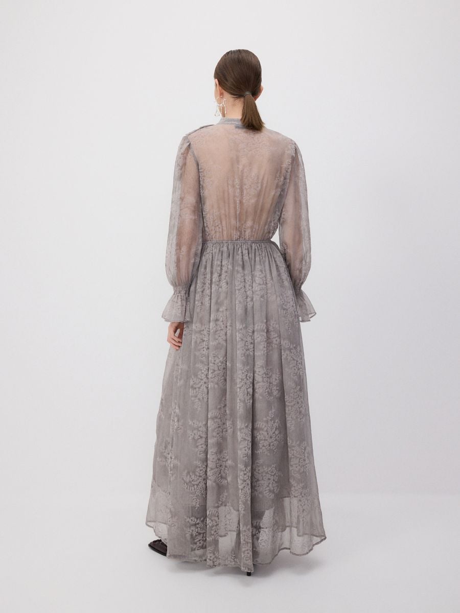 Chiffon dress with ruffle details - light grey - RESERVED - 4
