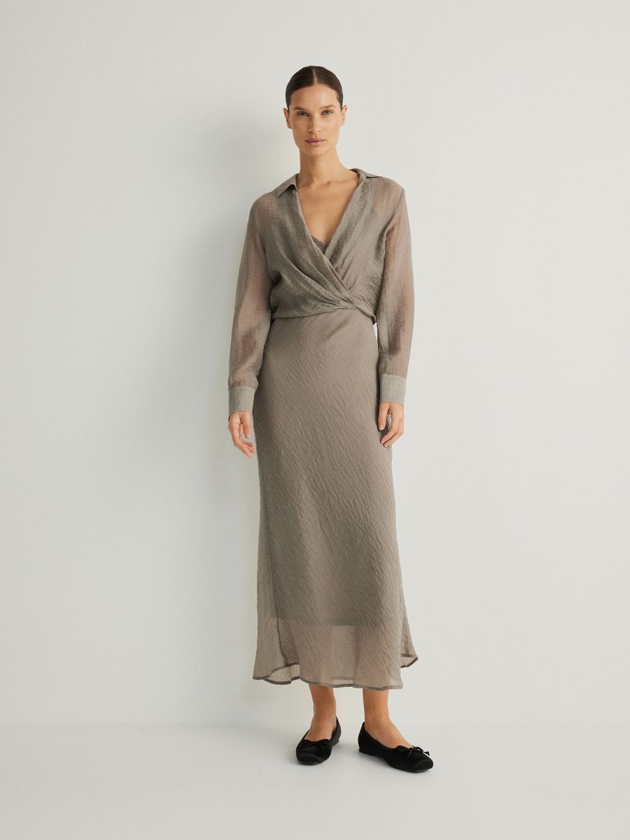 Сукня з ефектом складок - light grey - RESERVED