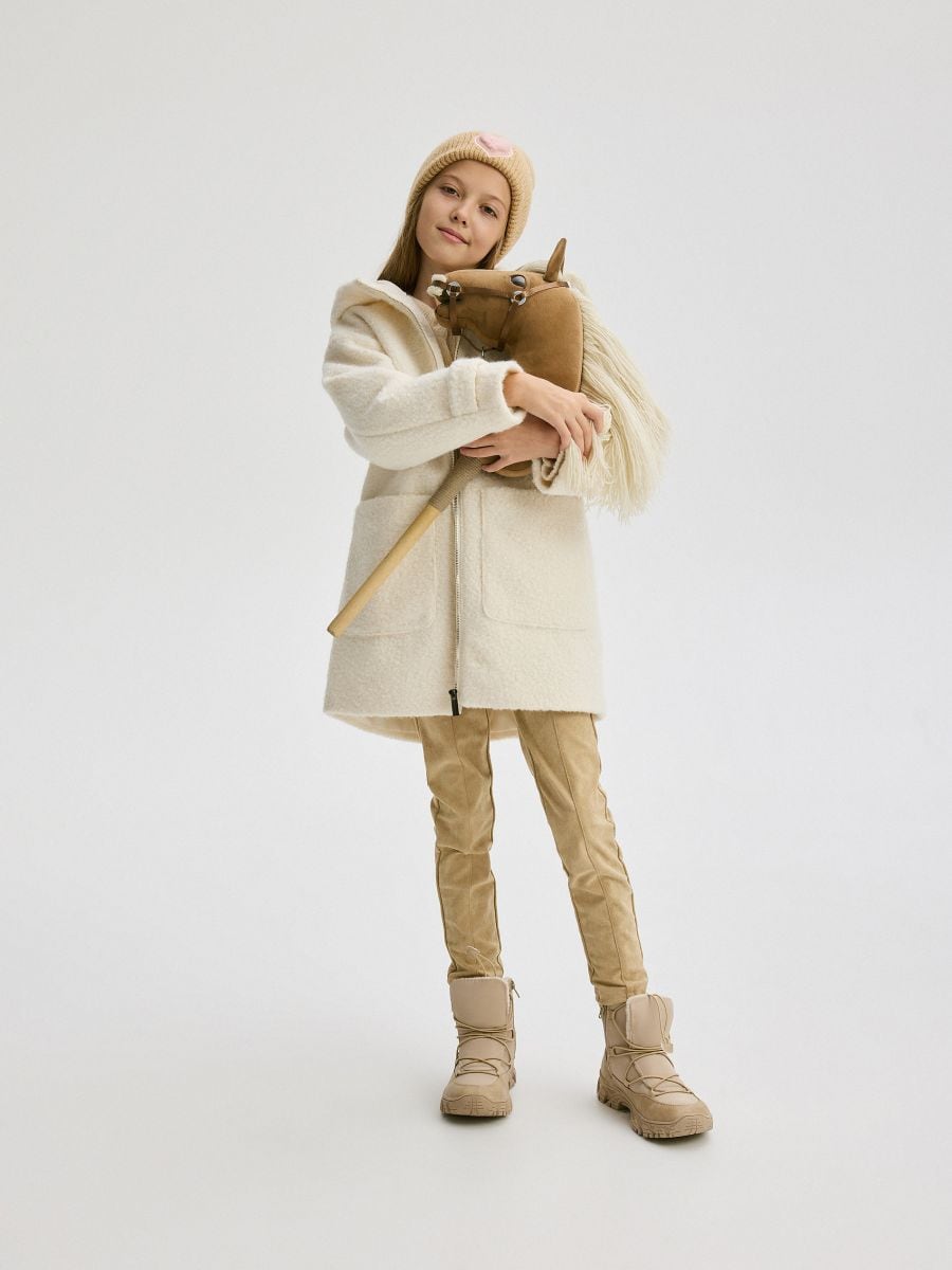 Hooded coat - cream - RESERVED