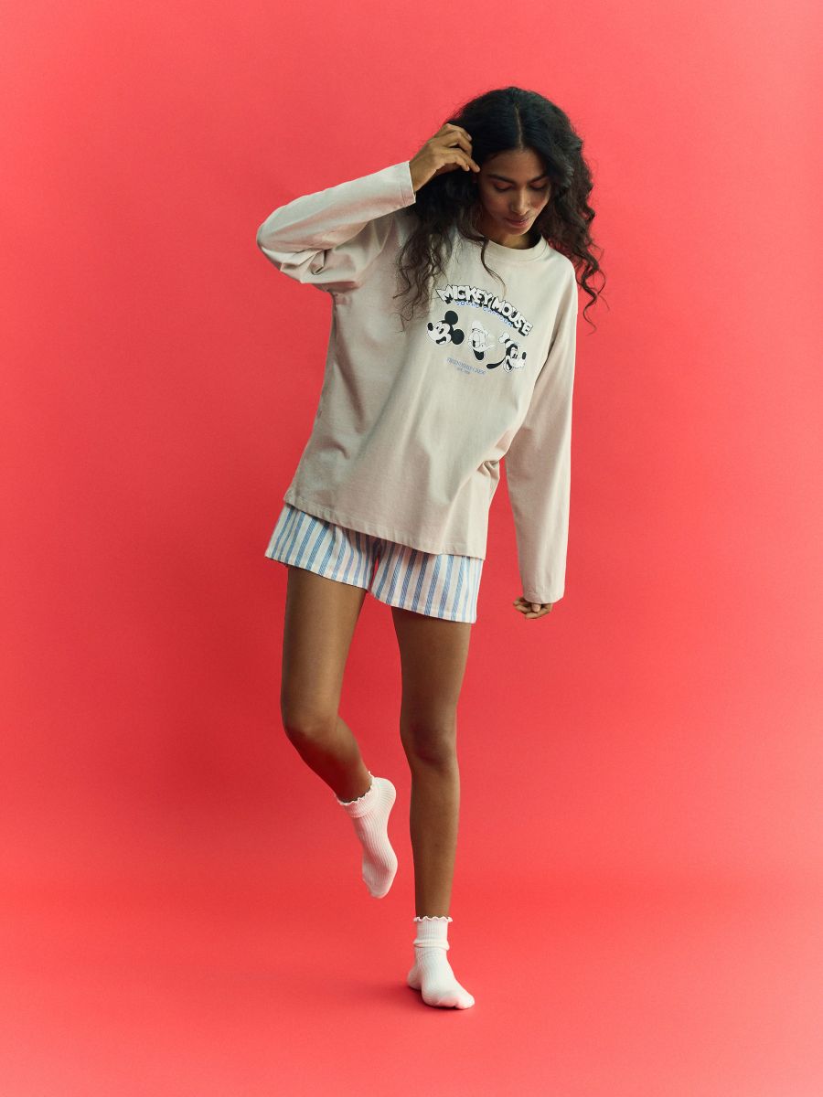 Pijama din două piese Mickey Mouse - bej - RESERVED