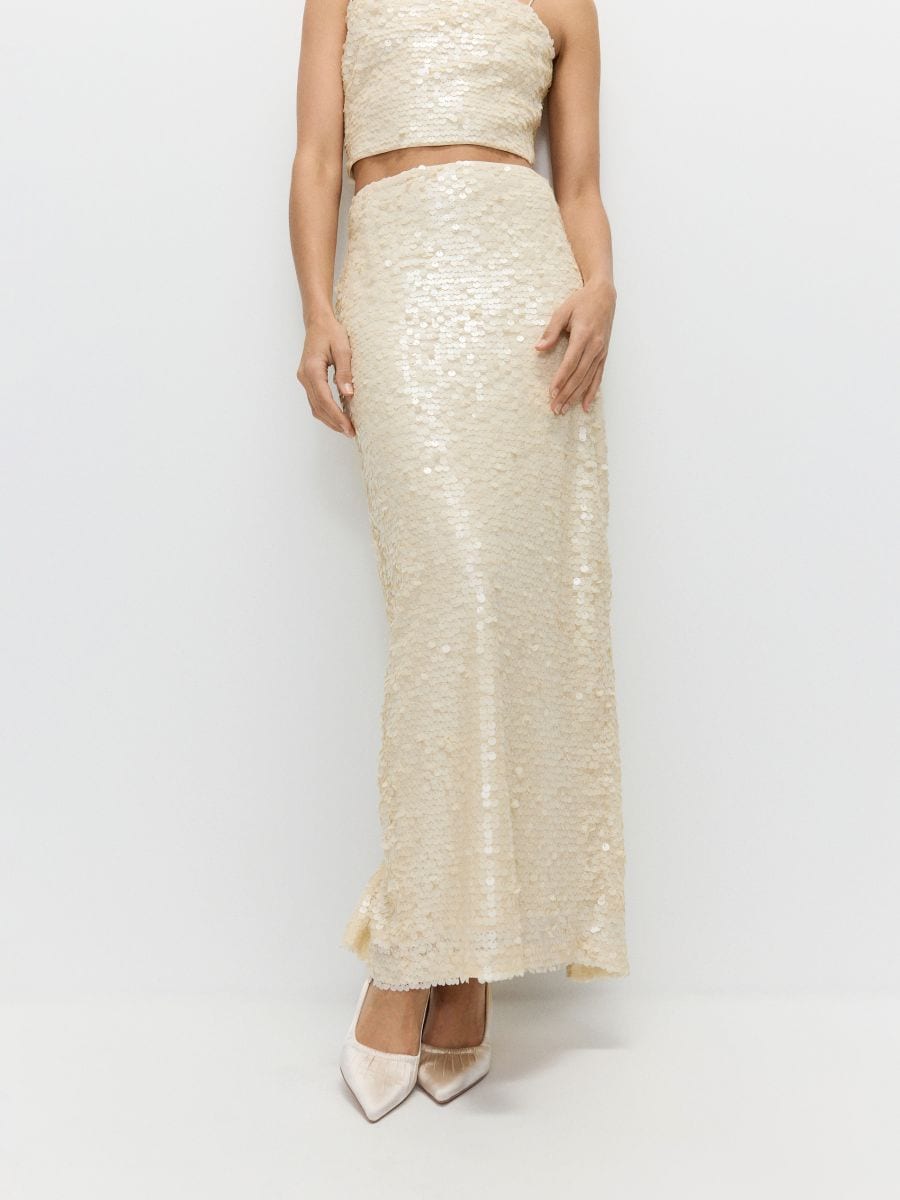 Jupe maxi à sequins - crème - RESERVED - 2