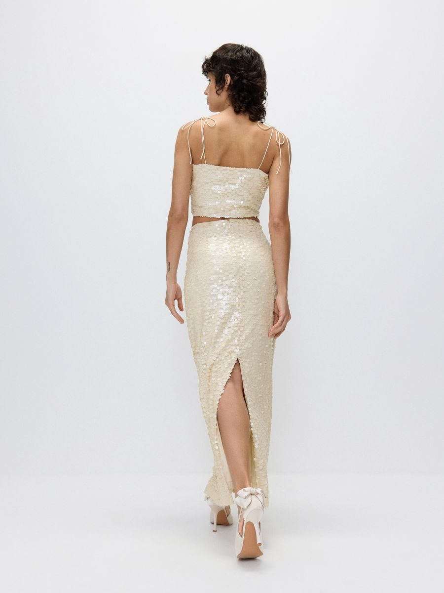 Jupe maxi à sequins - crème - RESERVED - 4