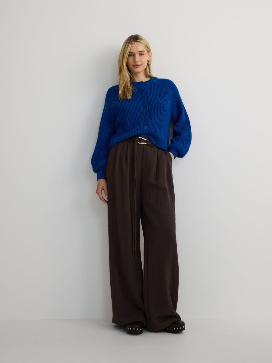 Παντελόνι loose με ζώνη - σκουρο καφέ - RESERVED - 2