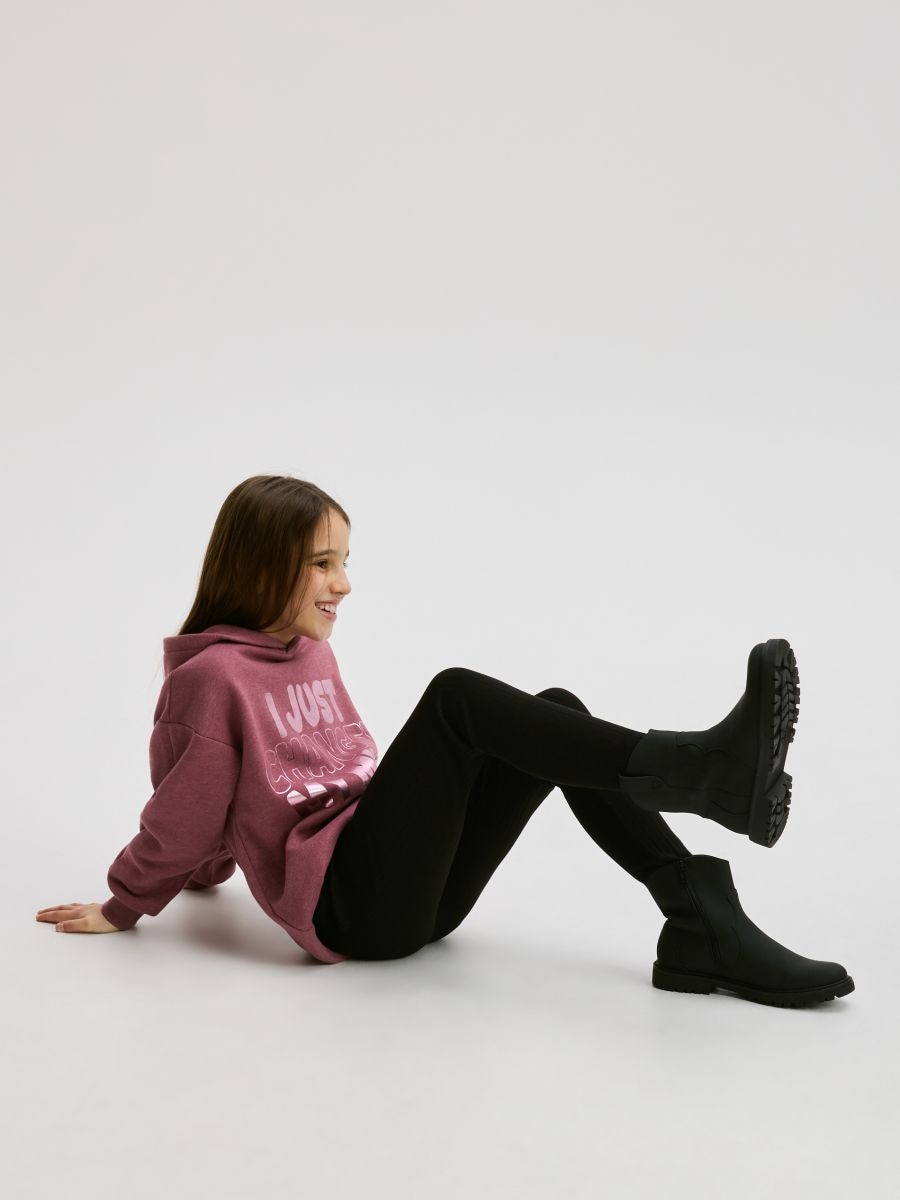 Legging en mailles côtelées - noir - RESERVED