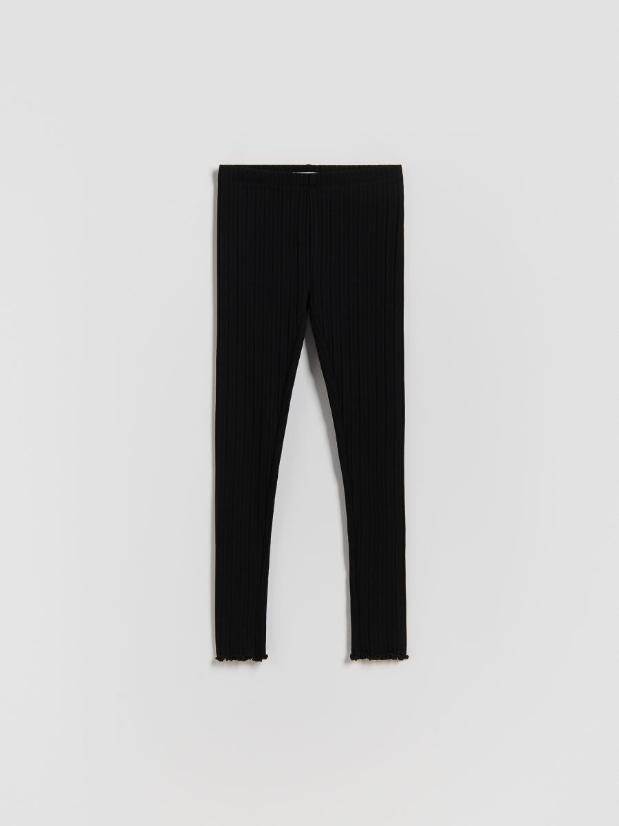 Legging en mailles côtelées - noir - RESERVED
