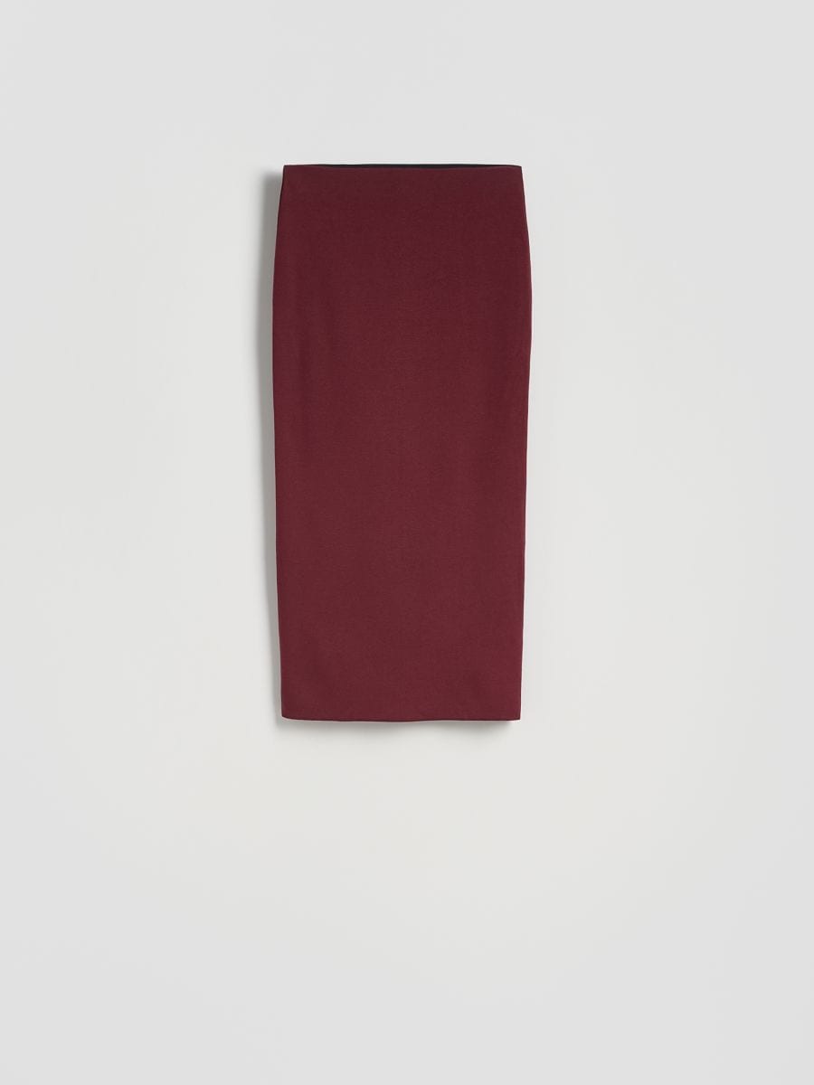Viscose blend midi skirt - maroon - RESERVED