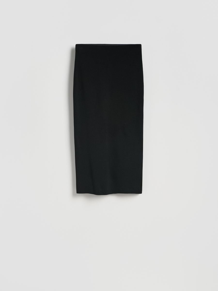 Viscose blend midi skirt - black - RESERVED