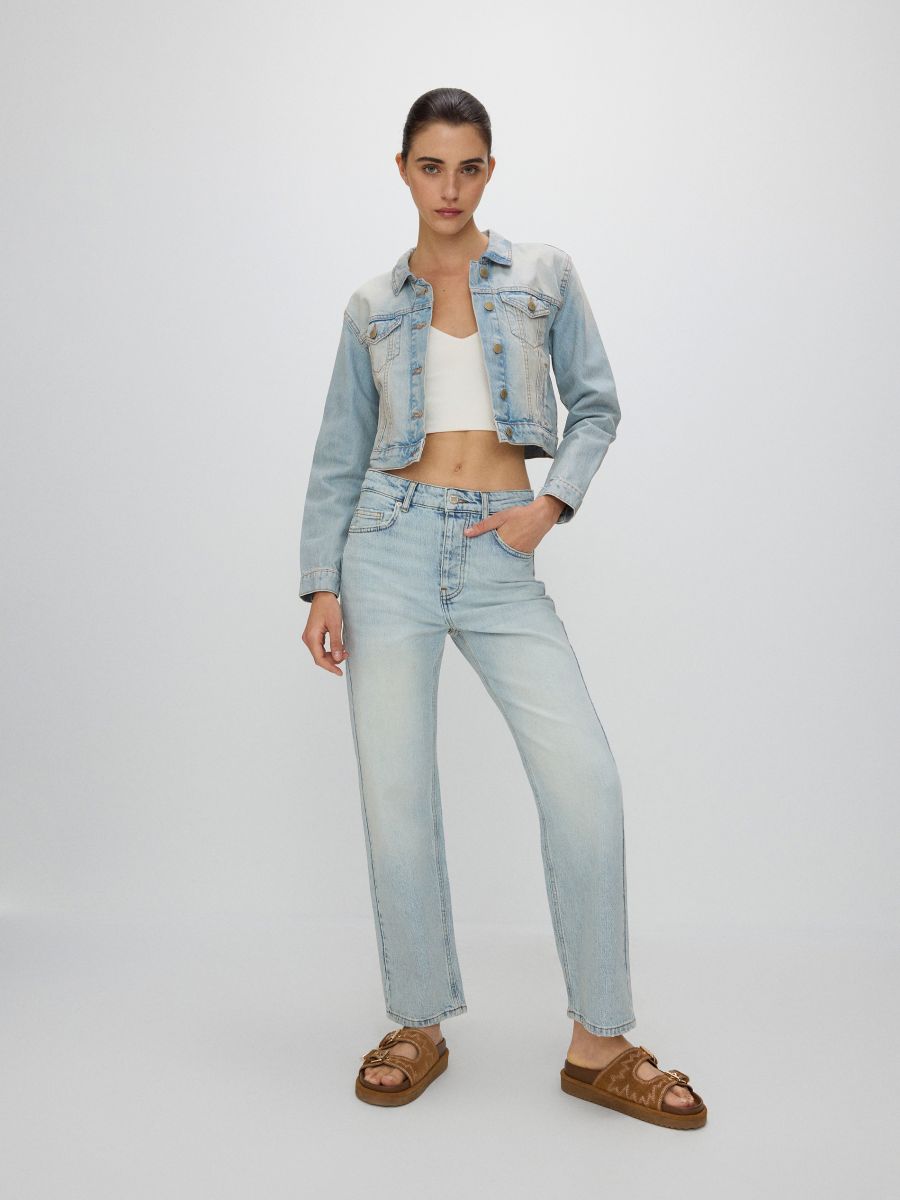 High waist straight jeans - blue - RESERVED