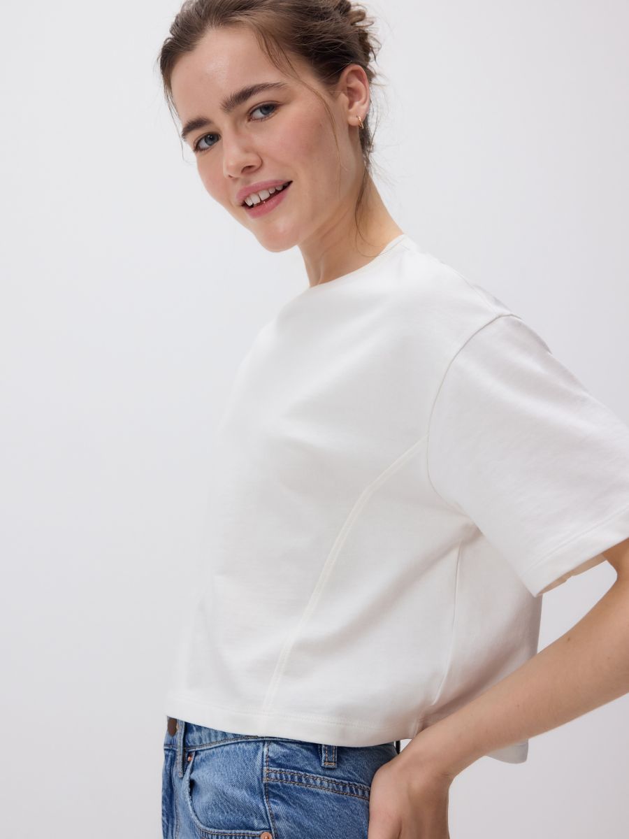 Tricou boxy - crem - RESERVED