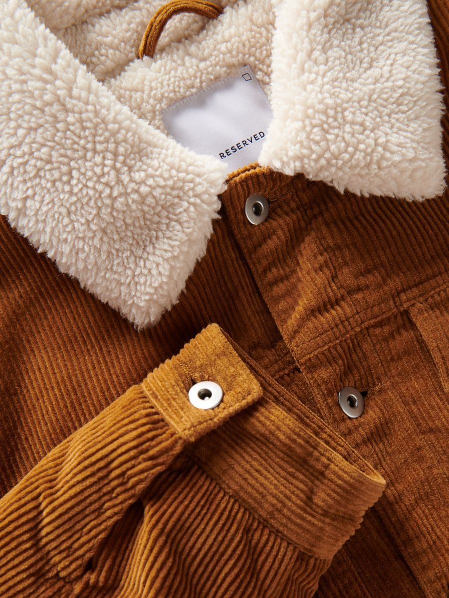 Sherpajacke aus Kord - goldbraun - RESERVED - 5