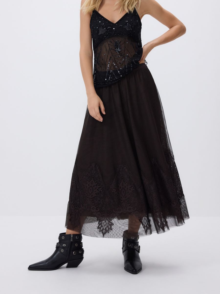 LADIES` SKIRT - dark brown - RESERVED