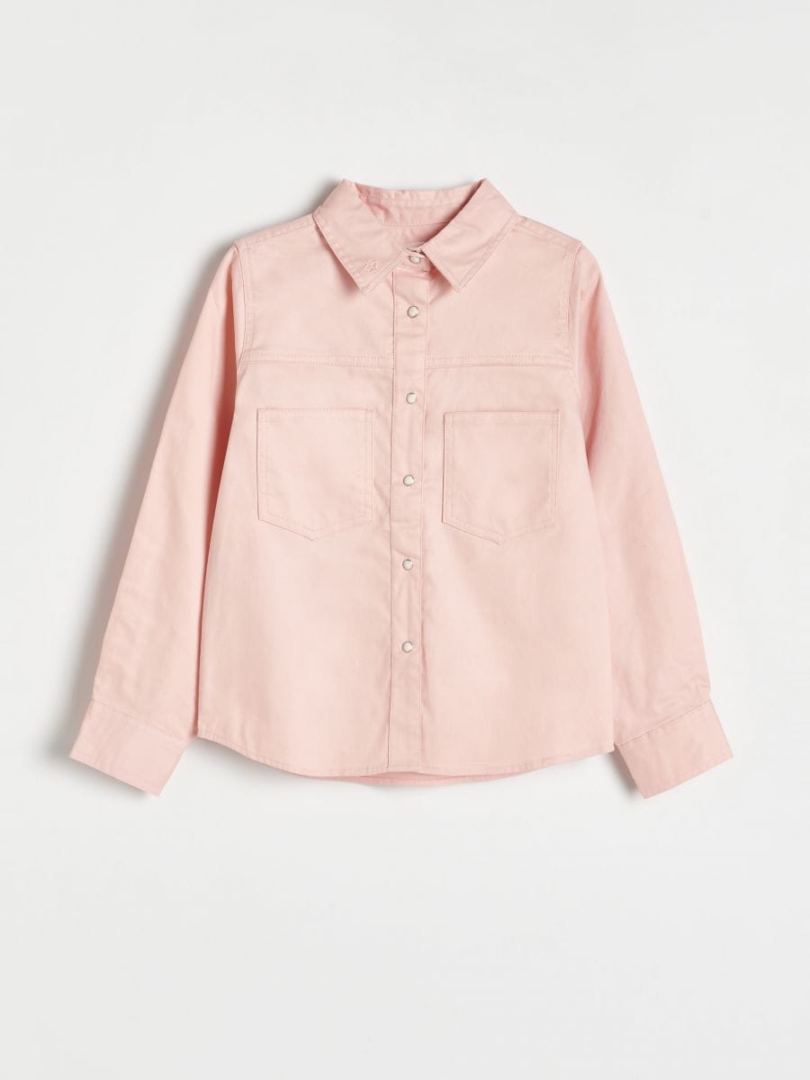 Bavlněná košile s výšivkou - pastelově růžová - RESERVED