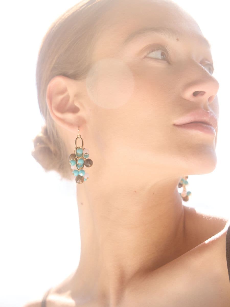Earrings with gemstone details - multicolor - RESERVED - 4
