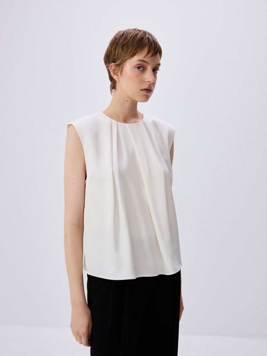 Top met sierplooitjes - CRÈME - RESERVED - 5