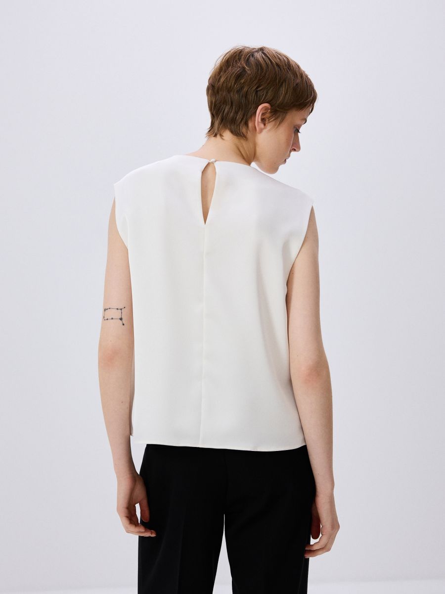Top met sierplooitjes - CRÈME - RESERVED - 4
