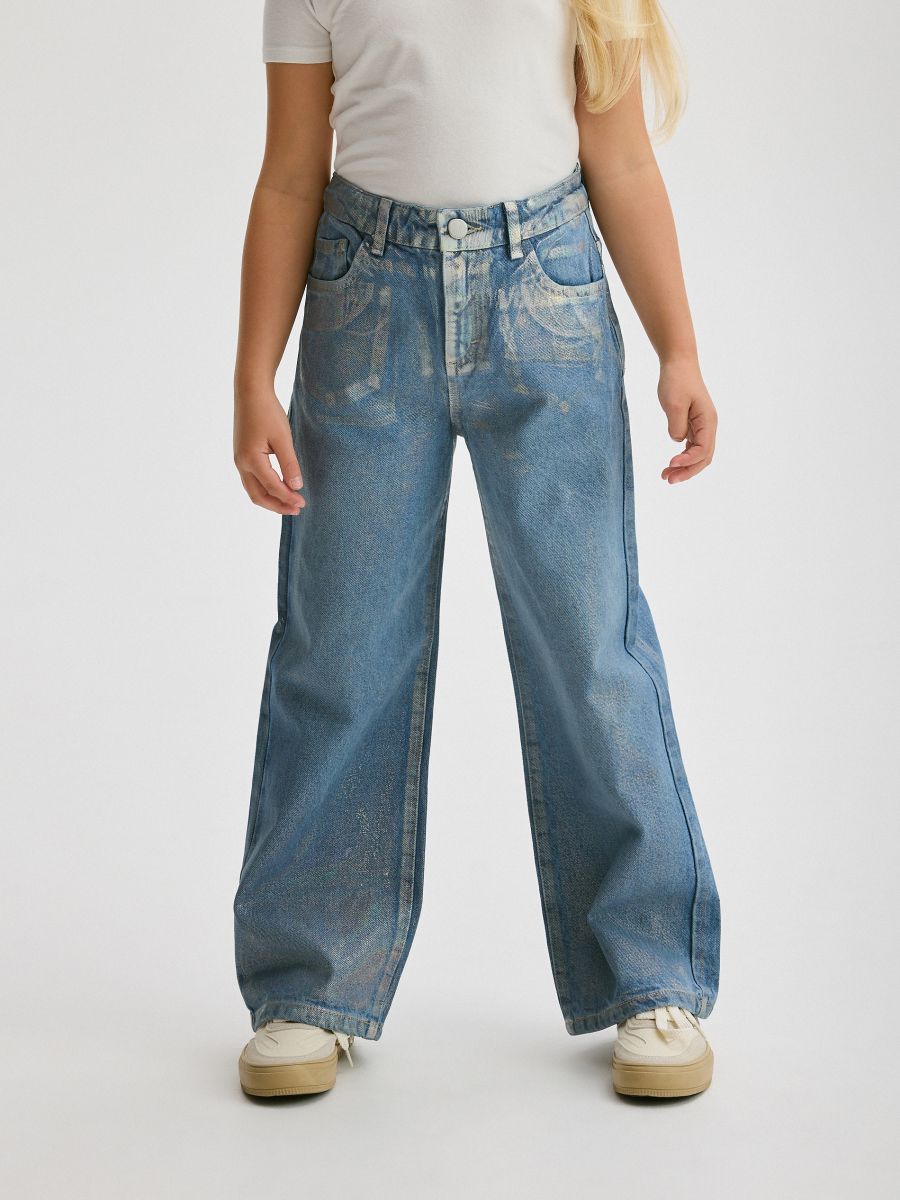 Jeans with metallic effect - blue - RESERVED - 3