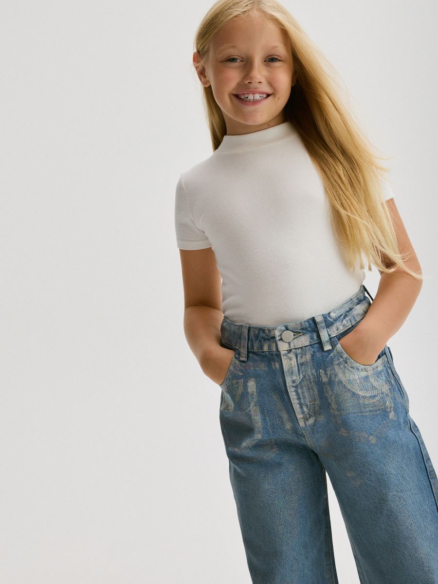 Jeans with metallic effect - blue - RESERVED - 5