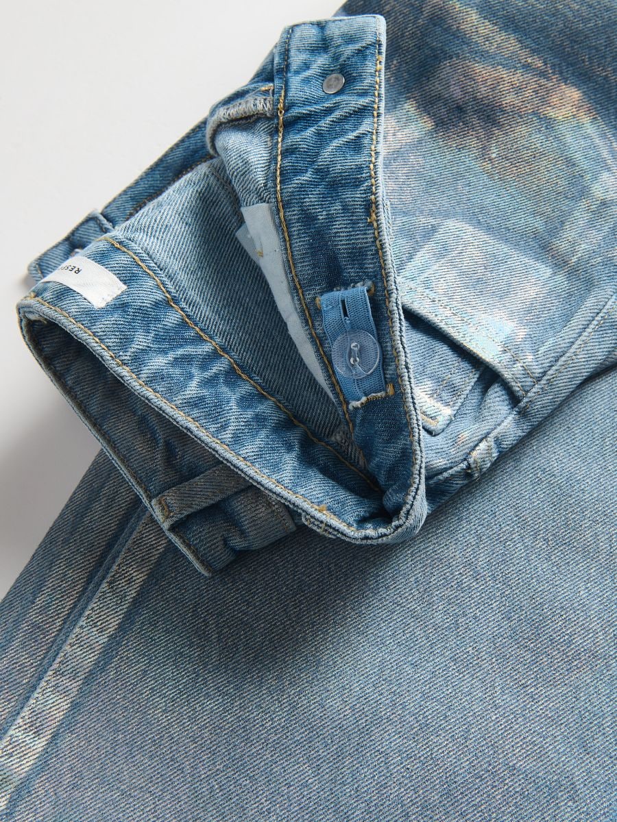 Jeans with metallic effect - blue - RESERVED - 8