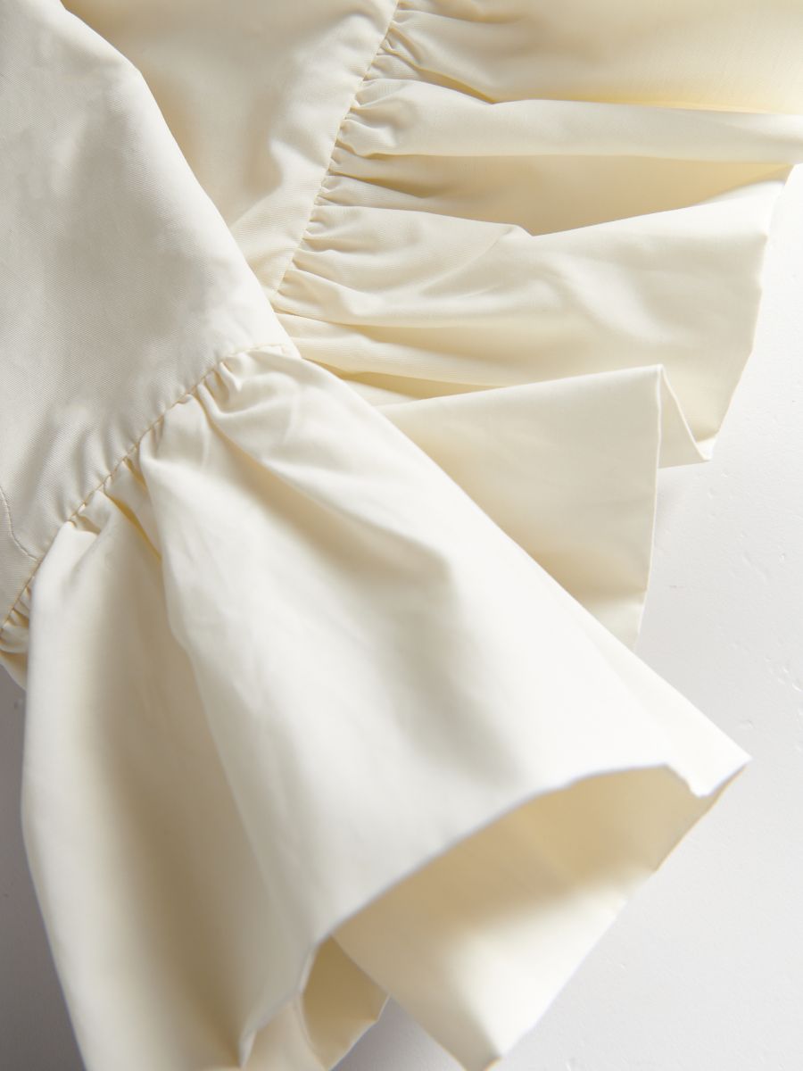 Tričko s volánkem peplum - krémová - RESERVED - 7