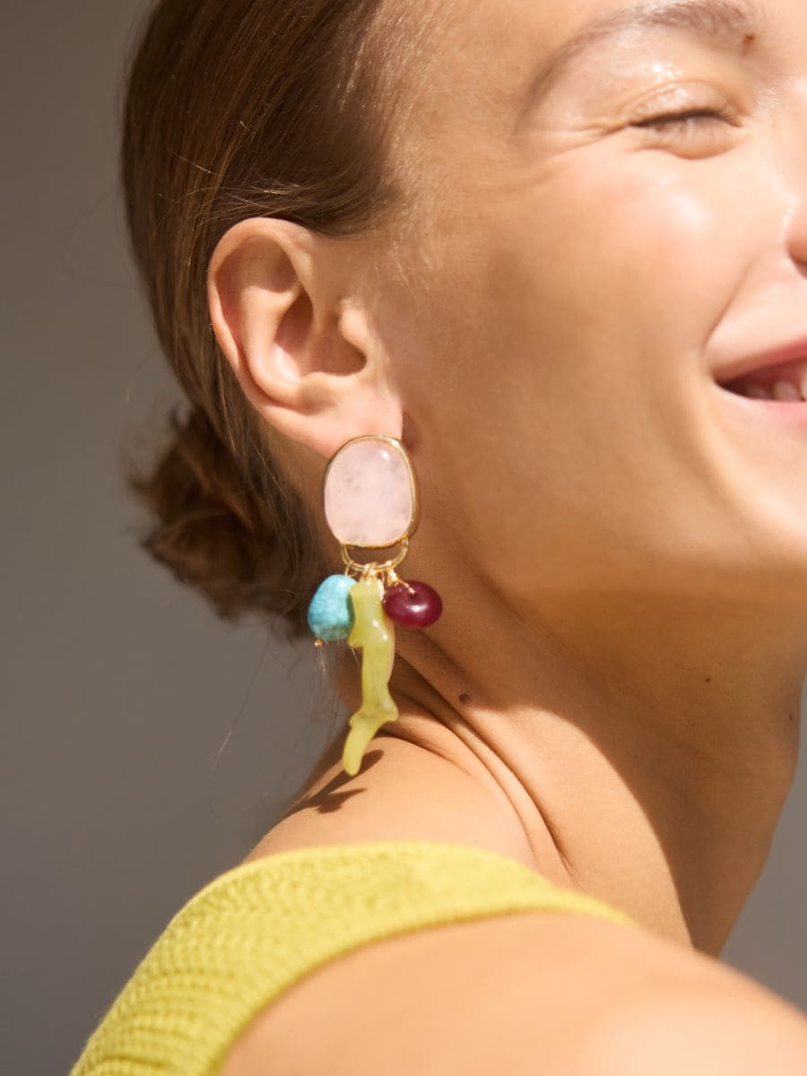 Drop earrings with decorative stones - multicolor - RESERVED - 3